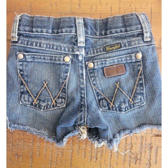 WRANGLER Retro cut-off jeans shorts 4 slim Leather patch - Picture 1 of 5